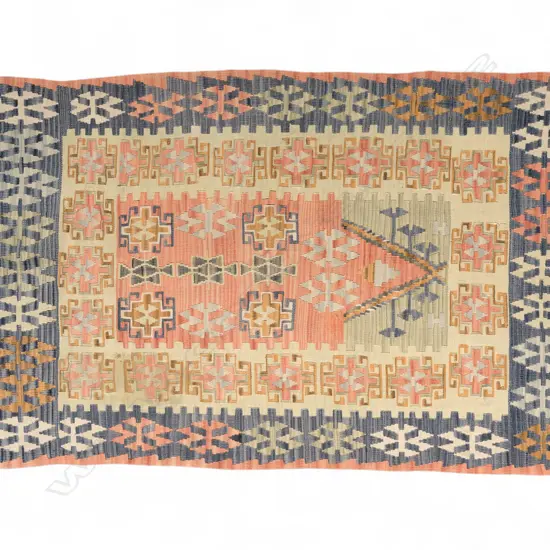 Woolen flatweave/split-weave prayer rug,